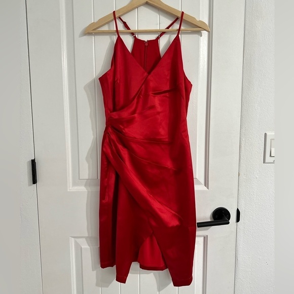 NWT Adelyn Rae Red Satin Mini Dress - Picture 1 of 7